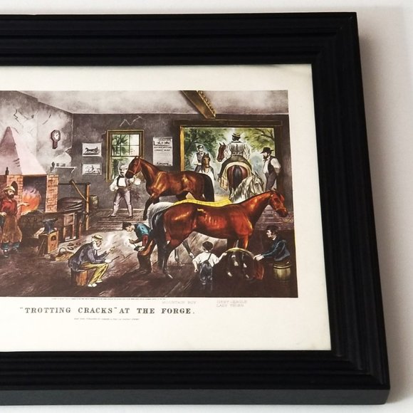 "Trotting Cracks" At The Forge, Currier & Ives Colored Lithograph - Picture 4 of 8